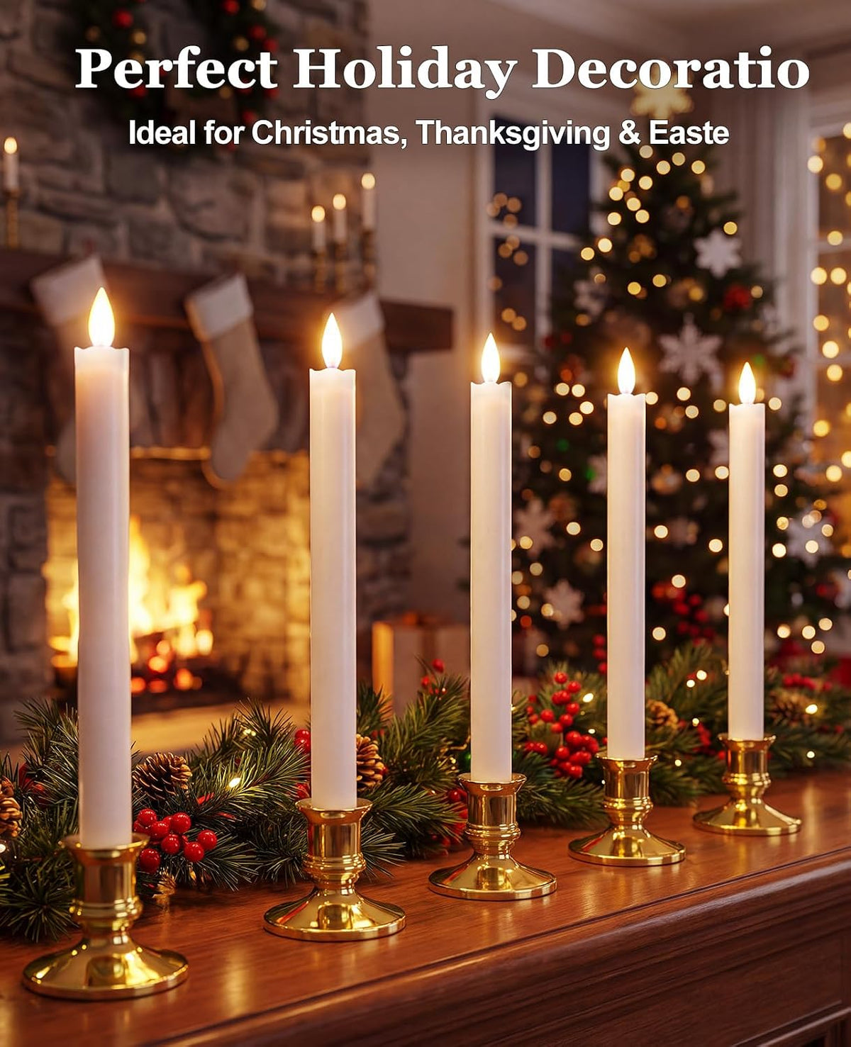 10 Pack Window Candles Battery Operated with Sensor Dusk to Dawn & Remote