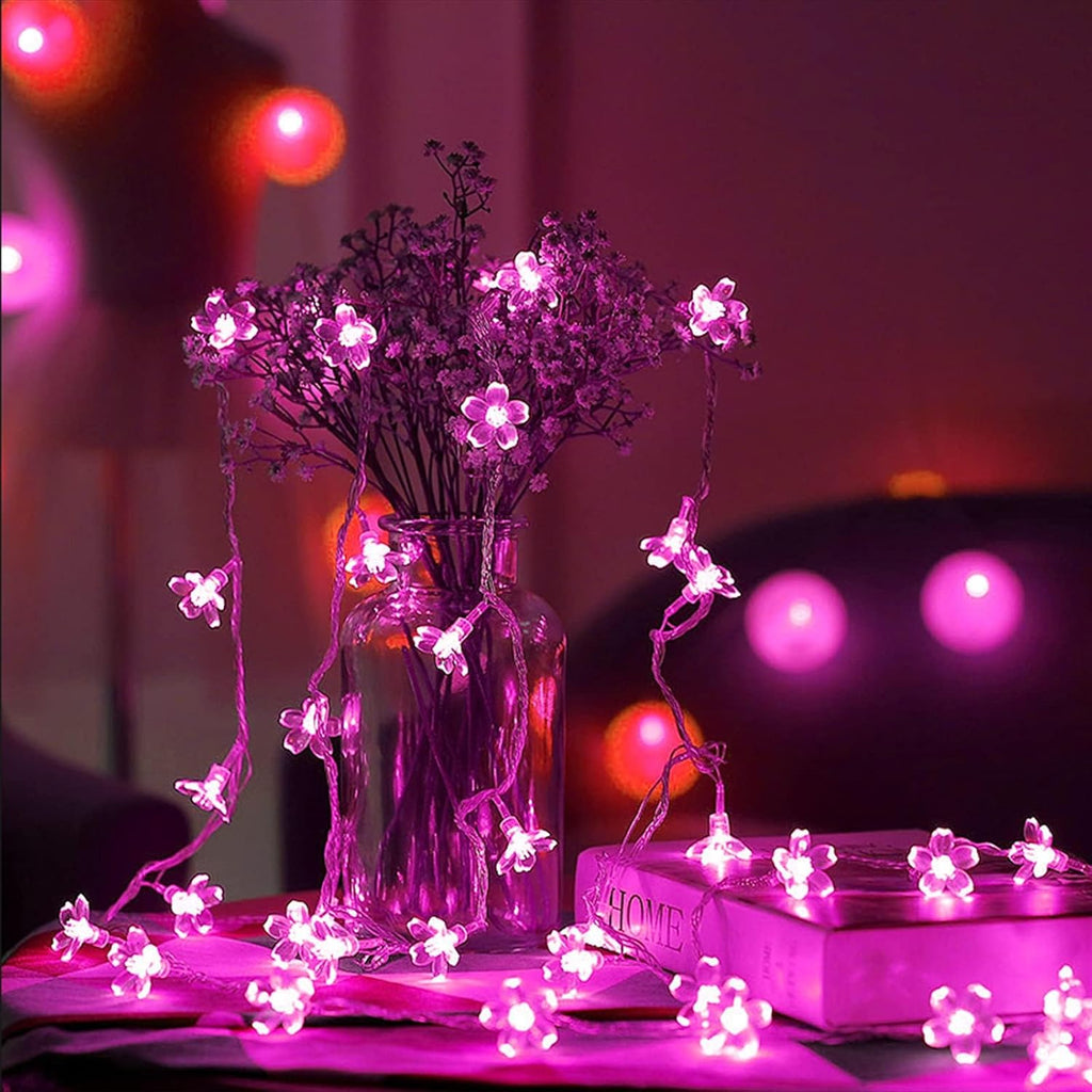 USB & Battery Powered Pink Cherry Blossom Flower String Lights Party Decor