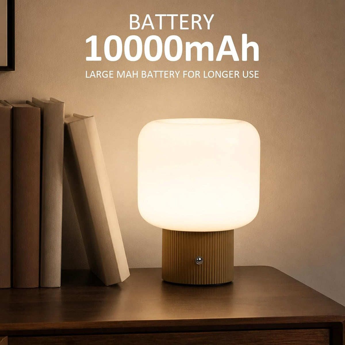 Cordless Rechargeable Mushroom Table Lamp with 3 Color Temps LED Dimmable