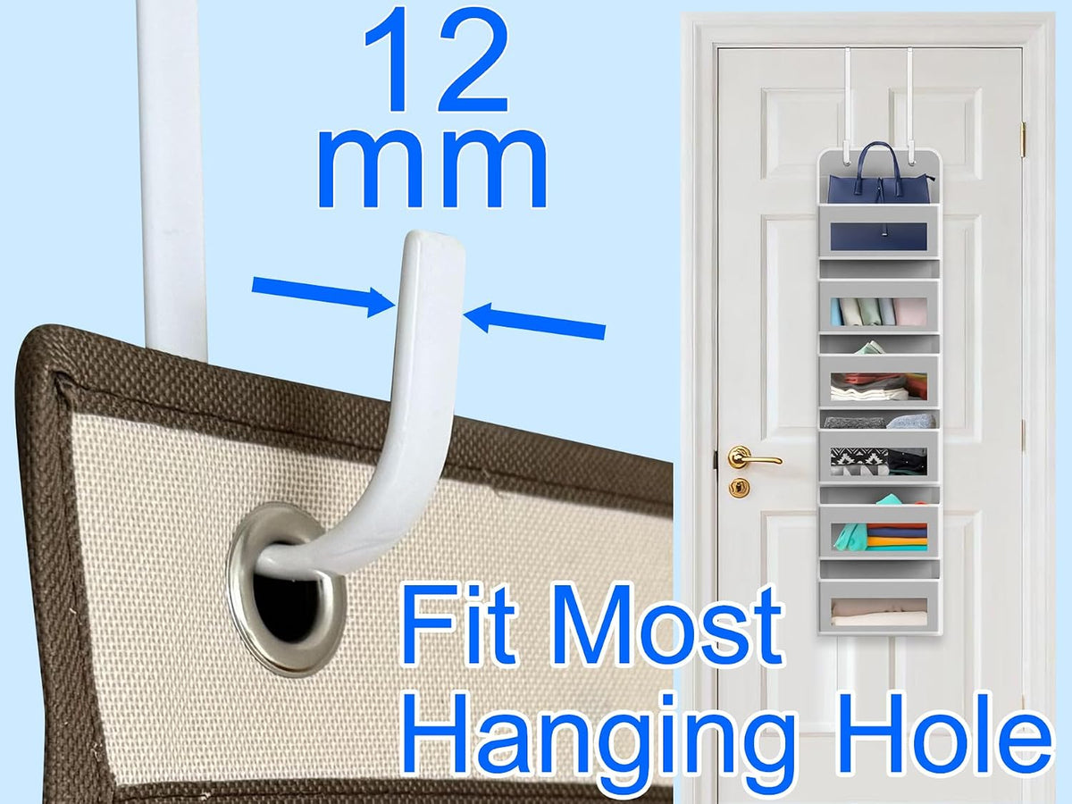Single Long Over Door Steel Hooks 4 Pack Fit 1-3/8" Door 10" White