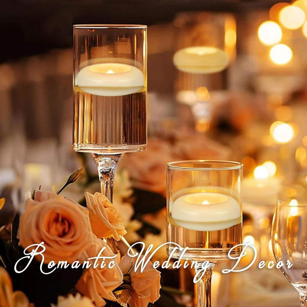 Flameless LED Floating Candles, 48 Pack 3" Waterproof Water Activated Candles, Auto On/Off, 120+ Hours Long Lasting Warm White Flickering Lights for Pool, Bathtub, Wedding & Party Decor