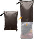 Mesh Laundry Bag for Travel, Gym, College, and Camping – Large Washable Zippered Dirty Clothes Organizer with Breathable Fabric – Portable Laundry Hamper for Sports, Healthcare Workers – Brown