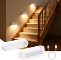 Kitloo Rechargeable Motion Sensor Night Light, 1800mAh Battery Operated Stair Lights Indoor, 60LM Warm White LED Night Light for Bathroom, Hallway, Stairs, Toilet, Bedroom, Wall Mount Stick-On, 2 Pack