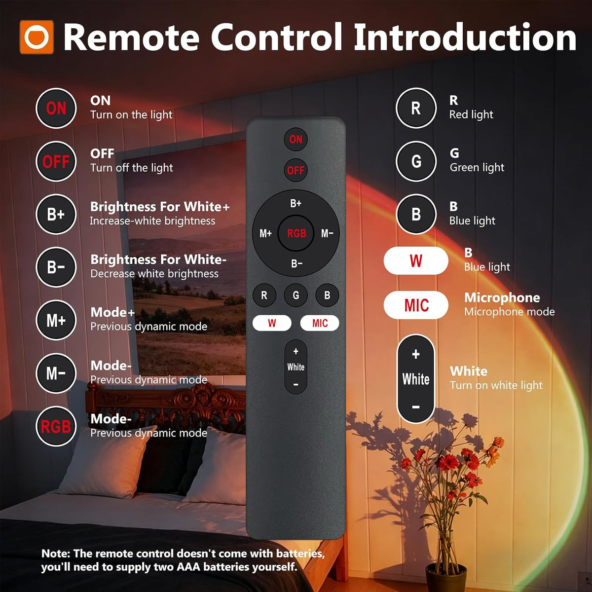 Sunset Lamp Projector with Remote Control, Multiple Colors LED APP Control Sunset Light Three Control Methods Night Light for Room Decor/Christmas Gift/Photography/Party/Bedroom Decor