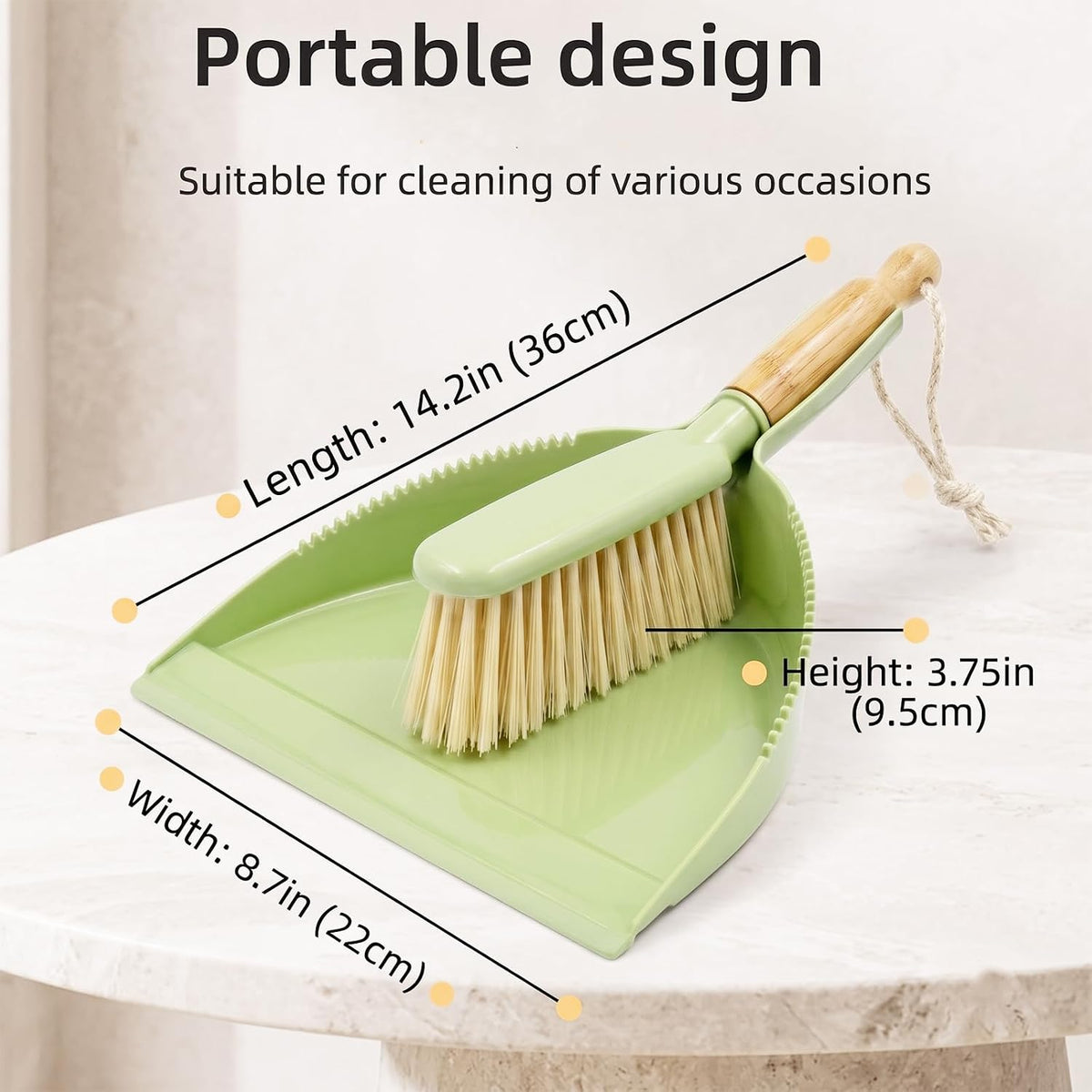 Dust Pan and Brush - Hand Broom Dustpan Set, Broom with Dustpan Como Set, Dustpan and Brush Set for Pet, Car, Dorm, Comping (Green)