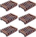 6 Pieces Wooden Soap Dish, Self Draining Soap Dish Holder Natural Drain Soap Saver, Soap Tray for Shower Used for Bathroom, Kitchen