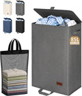 85L Laundry Hamper with Lid, Tall Dirty Clothes Hamper, Grey