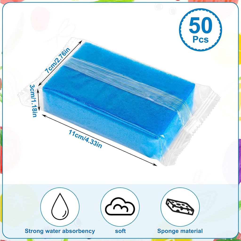 50 Pcs Individually Wrapped Sponges for Airbnb Apartment Blue