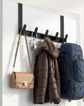 KitchLife Over The Door Hooks - Heavy Duty 5-Hook Organizer, 80lb Total Capacity for Robes, Coats & Towels, Fits 1 3/4" Doors, L18U, Gap-Free & Scratch-Free Design, Matte Black,1-Pack