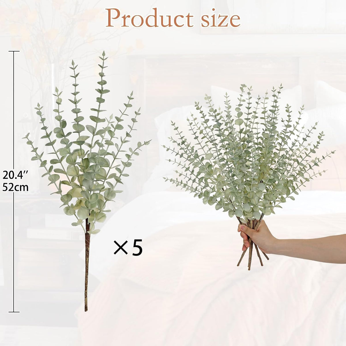 GnFlus 5 Pcs Artificial Eucalyptus Stems Fall Eucalyptus Leaves Autumn Leaf Branches Fall Decorations with Foam Fall Leaves for Home Floral Arrangement Autumn Festival Thanksgiving Decor Green
