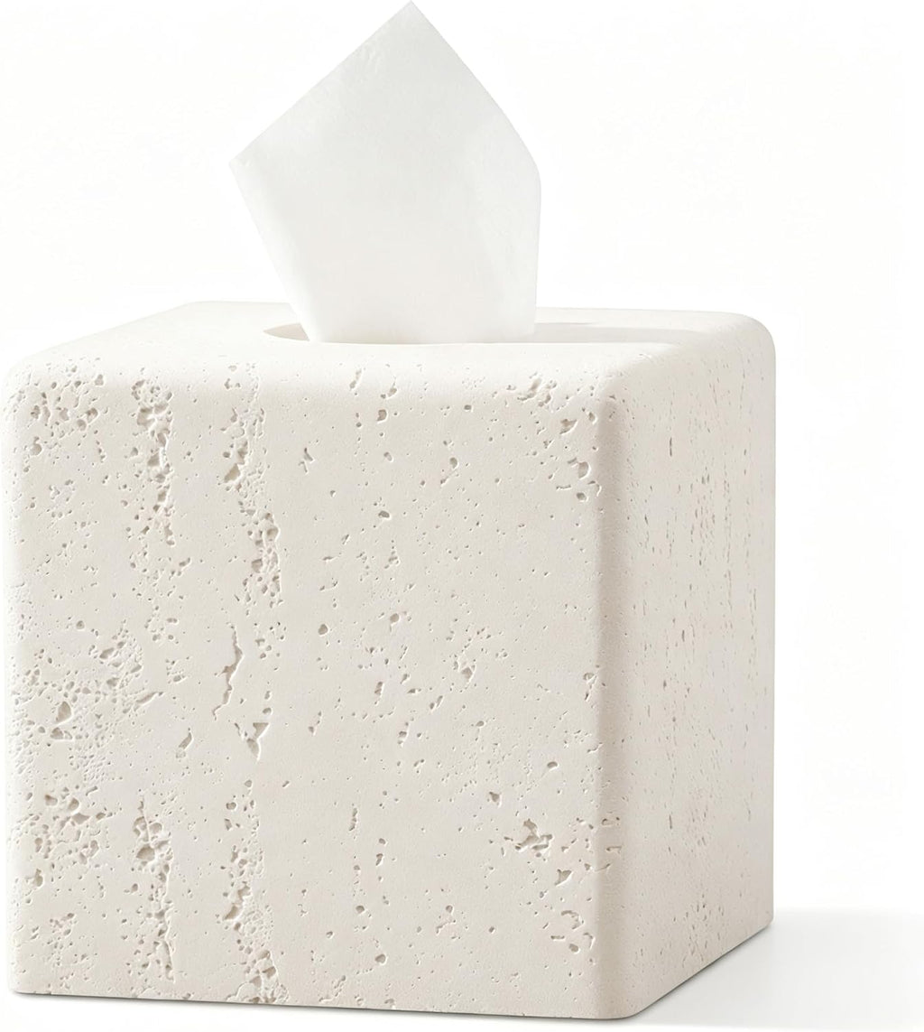 Tissue Box Cover Square, Modern Facial Tissue Holder, Off White