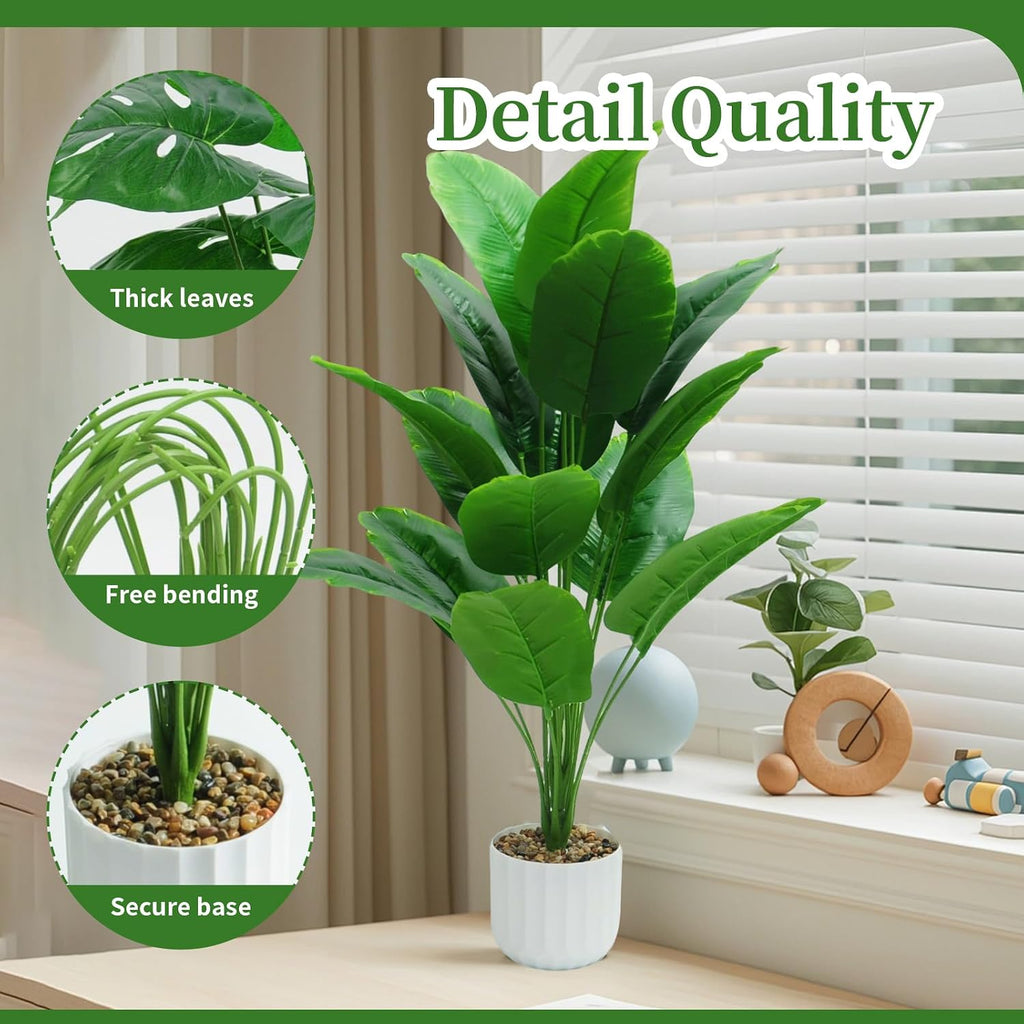Freyalife 28“ Fake Plant Artificial Banana Tree for Room Decor, Faux Potted Plants Indoor for Home Living Bedroom Aesthetic Farmhouse Dorm Office Classroom and Outdoor Garden Porch Balcony Decor