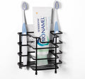 Linkidea Toothbrush Holder for Shower, Stainless Steel Brush Stand, Countertop/Wall Mount 3 Slots Organizer Compatible with Colgate Extra Clean, Oral-B CrossAction Manual Toothbrush (Black)