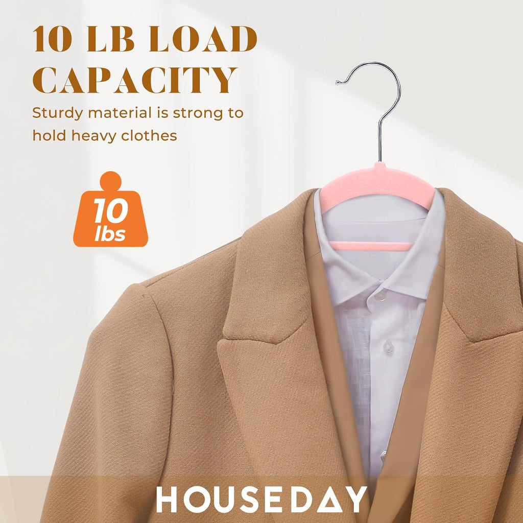 HOUSE DAY Premium Velvet Hangers 60 Pack, Non-Slip Hangers with Tie Bar