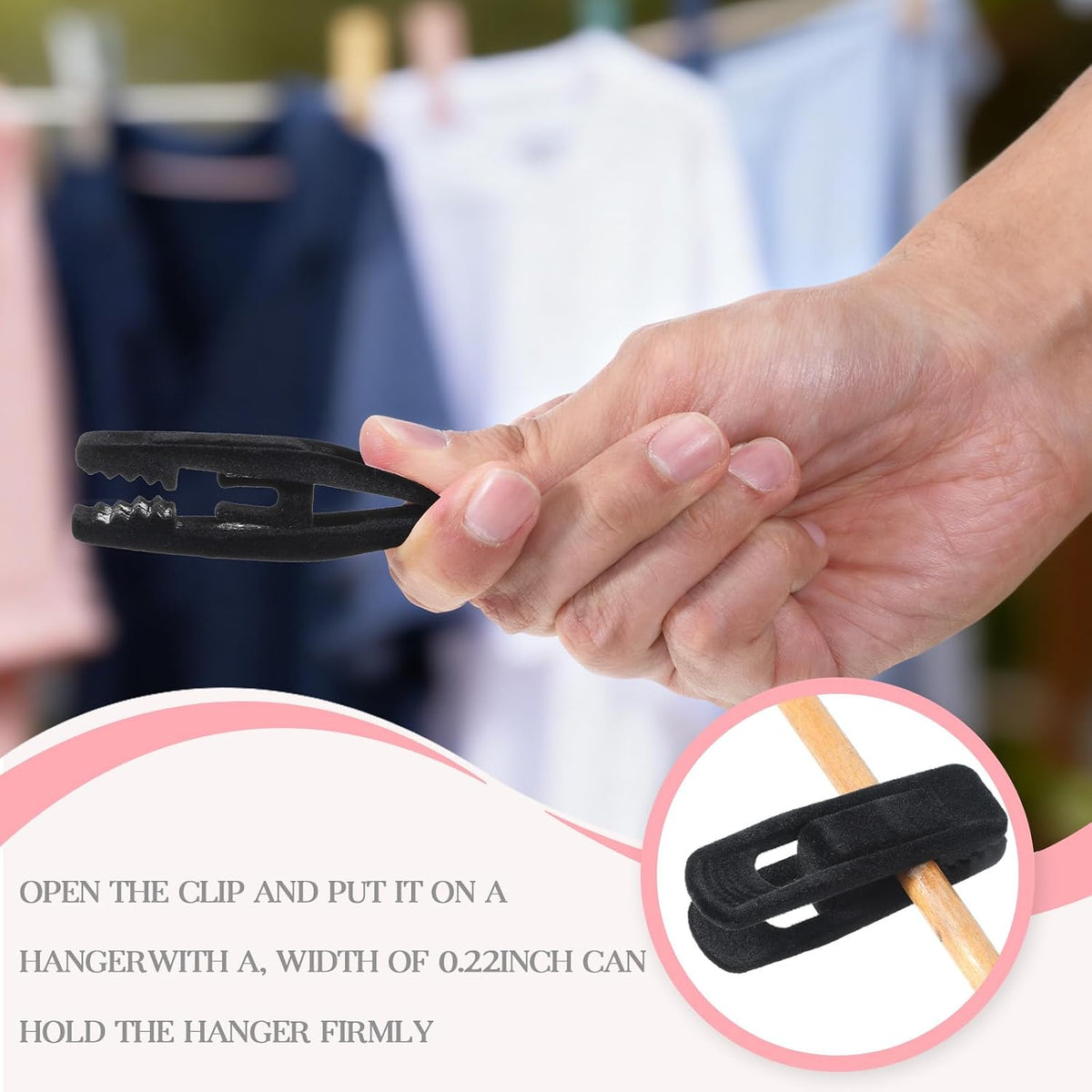Black Velvet Hangers Clips, 80 Pack Strong Finger Clips