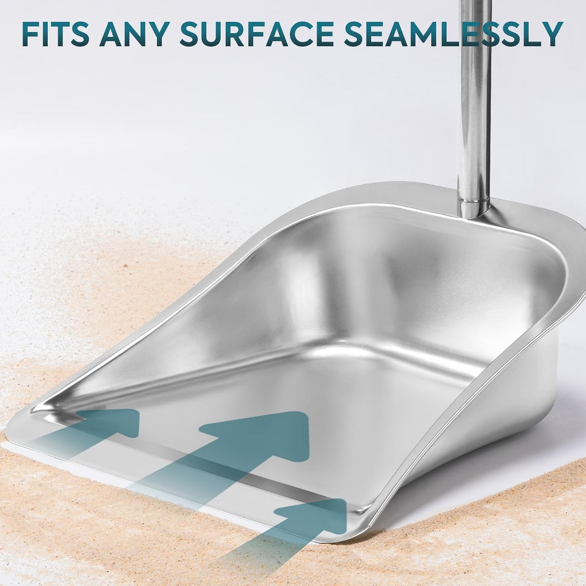 Dust Pans with Long Handle - 35”Heavy Duty Metal Upright Stand Up Dustpan