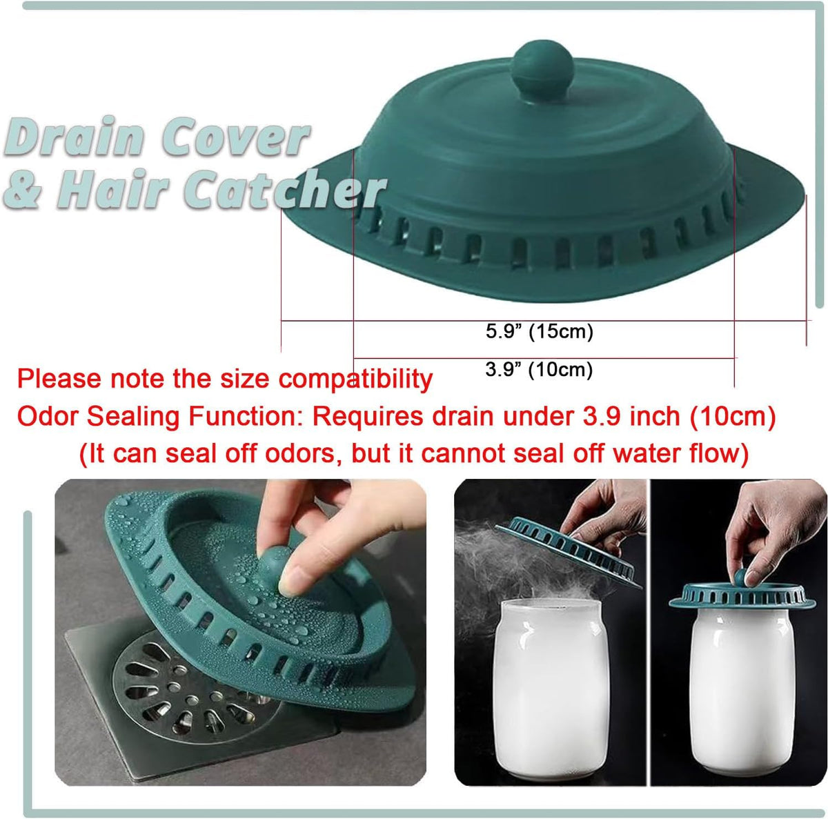 Silicone Drain Cover & Protector, 2 Pack Hair Catcher with Suction Cups