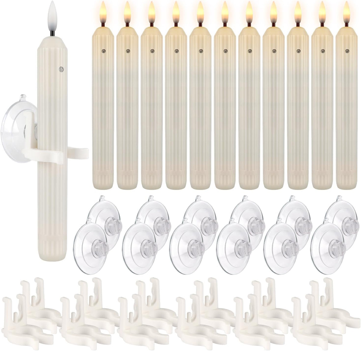 Enpornk 12 Pcs Window Candles with Sensor, Ivory White, Roman Column