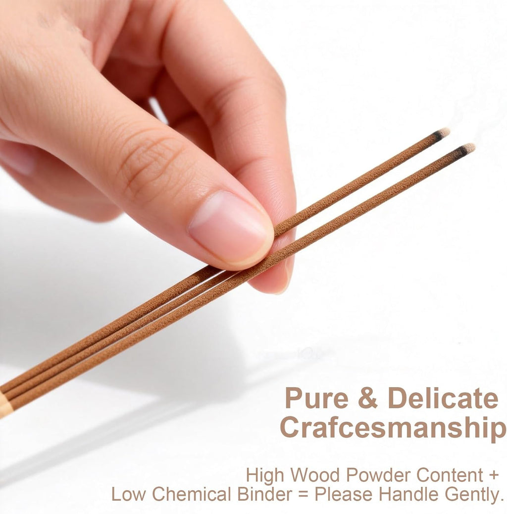 Natural Sandalwood Incense Sticks - Pure & Delicate Woody Scent for Meditation, Yoga & Sleep - Low Smoke, No Chemical Binders (3 Tubes / ~135 Sticks, 30 Min Burn Time)
