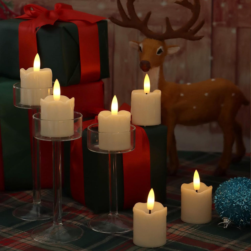 6PCS Battery Operated Votive Tealights Candles with Timer Tea Lights