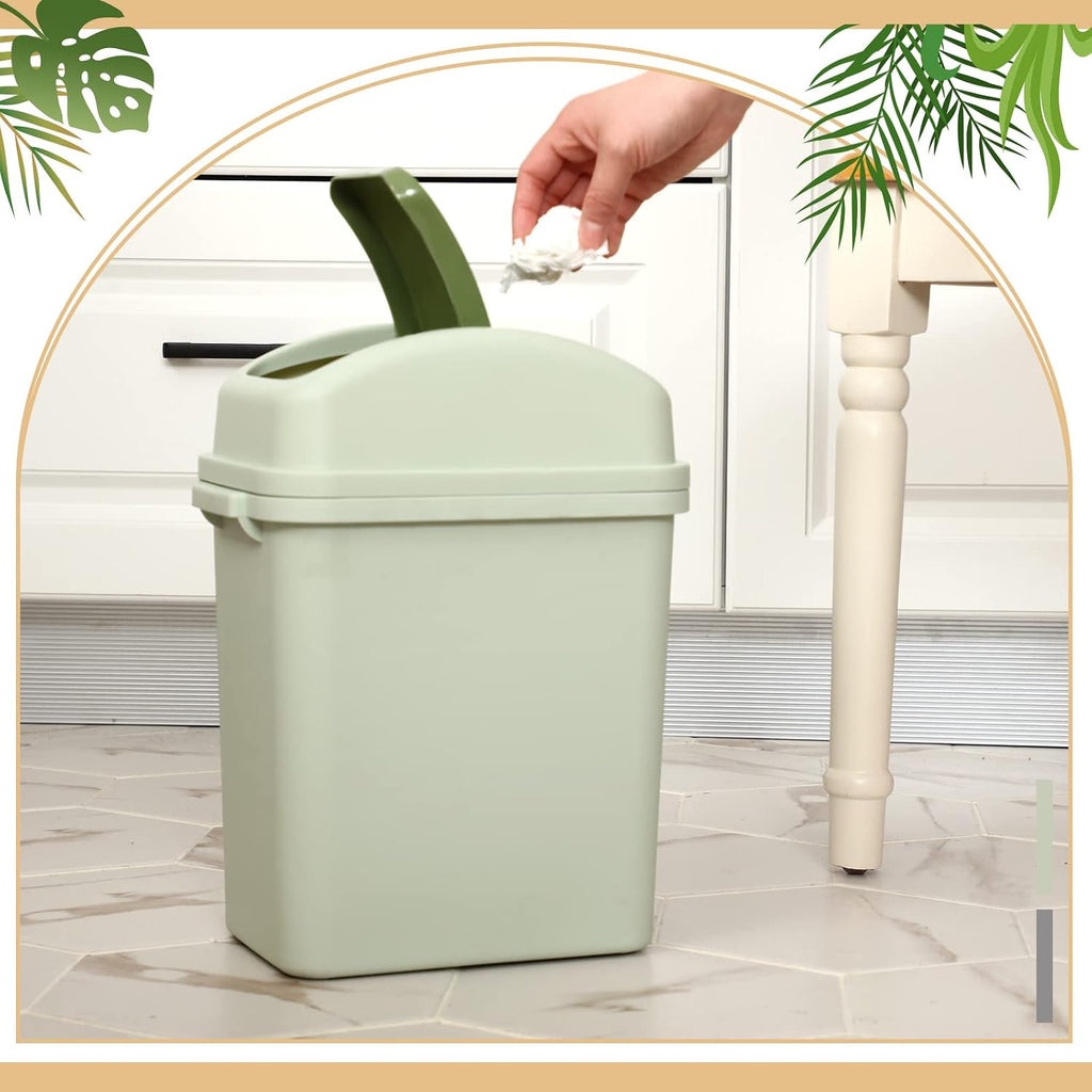 Sumind 2 Pcs 2.6 Gallon Small Trash Can with Swing Lid, Green and Pink