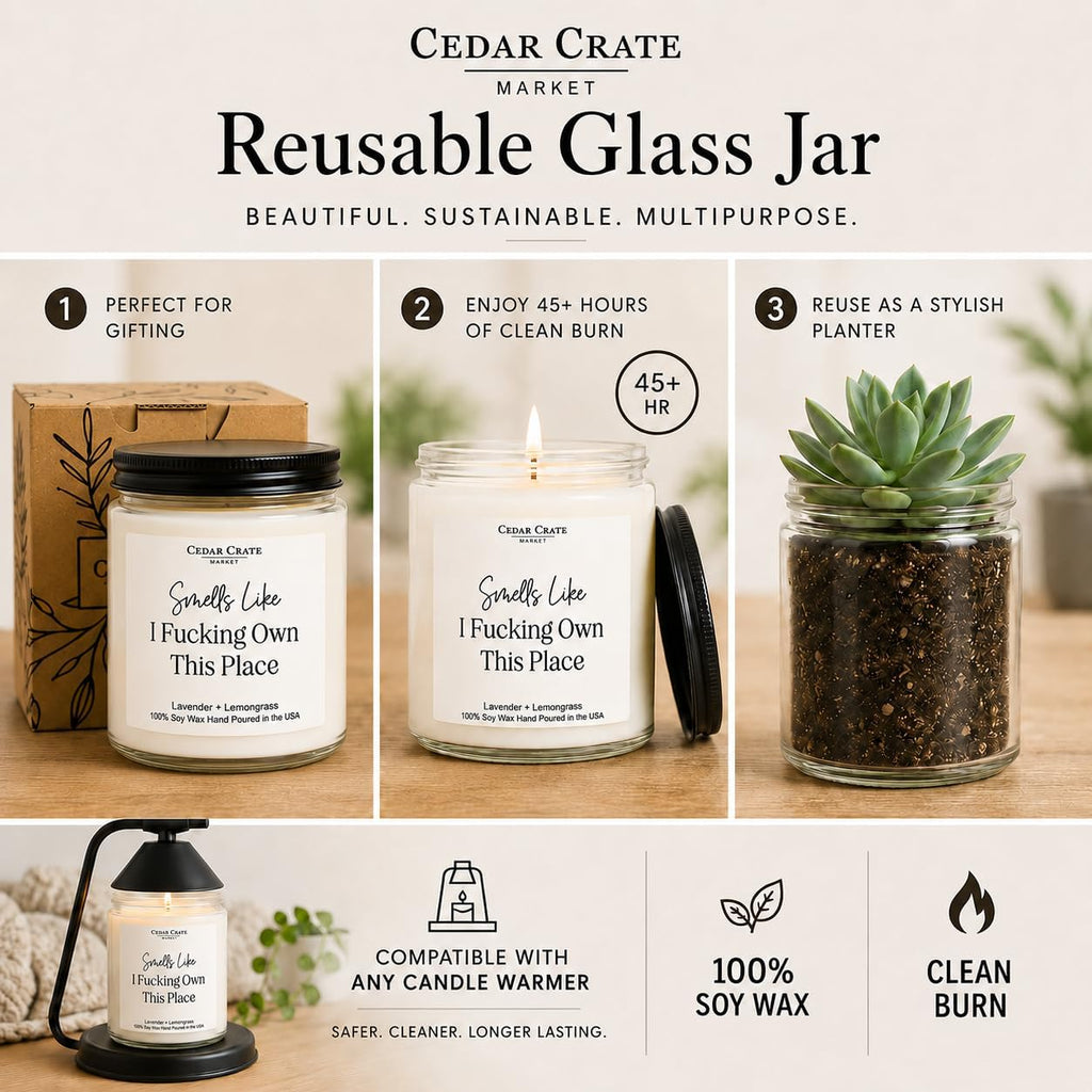 Cedar Crate Market Funny Candle, House Warming Gifts New Home, Housewarming Gifts for Women, Men, Couple, New Homeowner - First Apartment Essentials, Closing Presents for Home Buyers, Made in USA