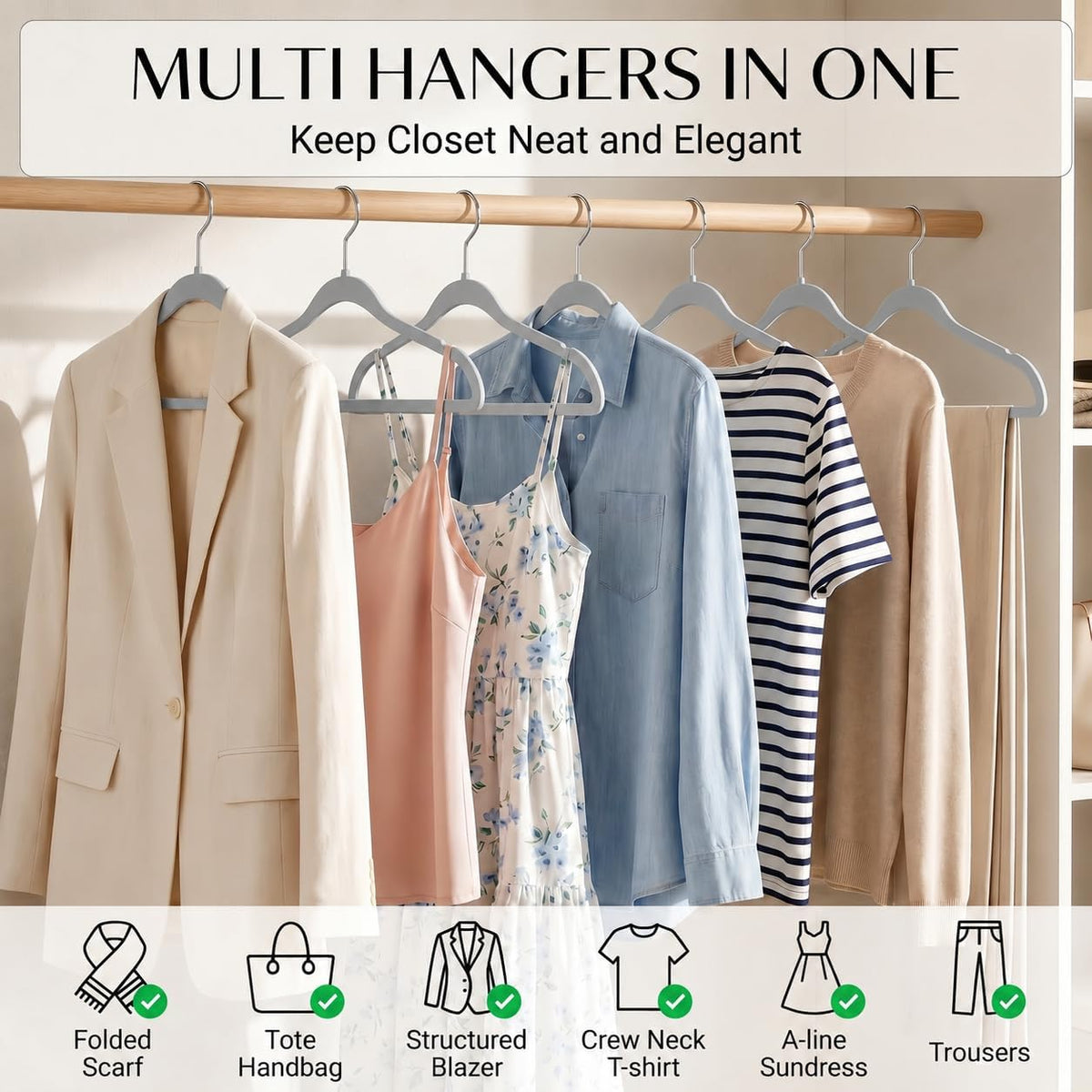 SMARTOR Plastic Hangers 20 Pack - Thin Hangers for Space Saving - Gray