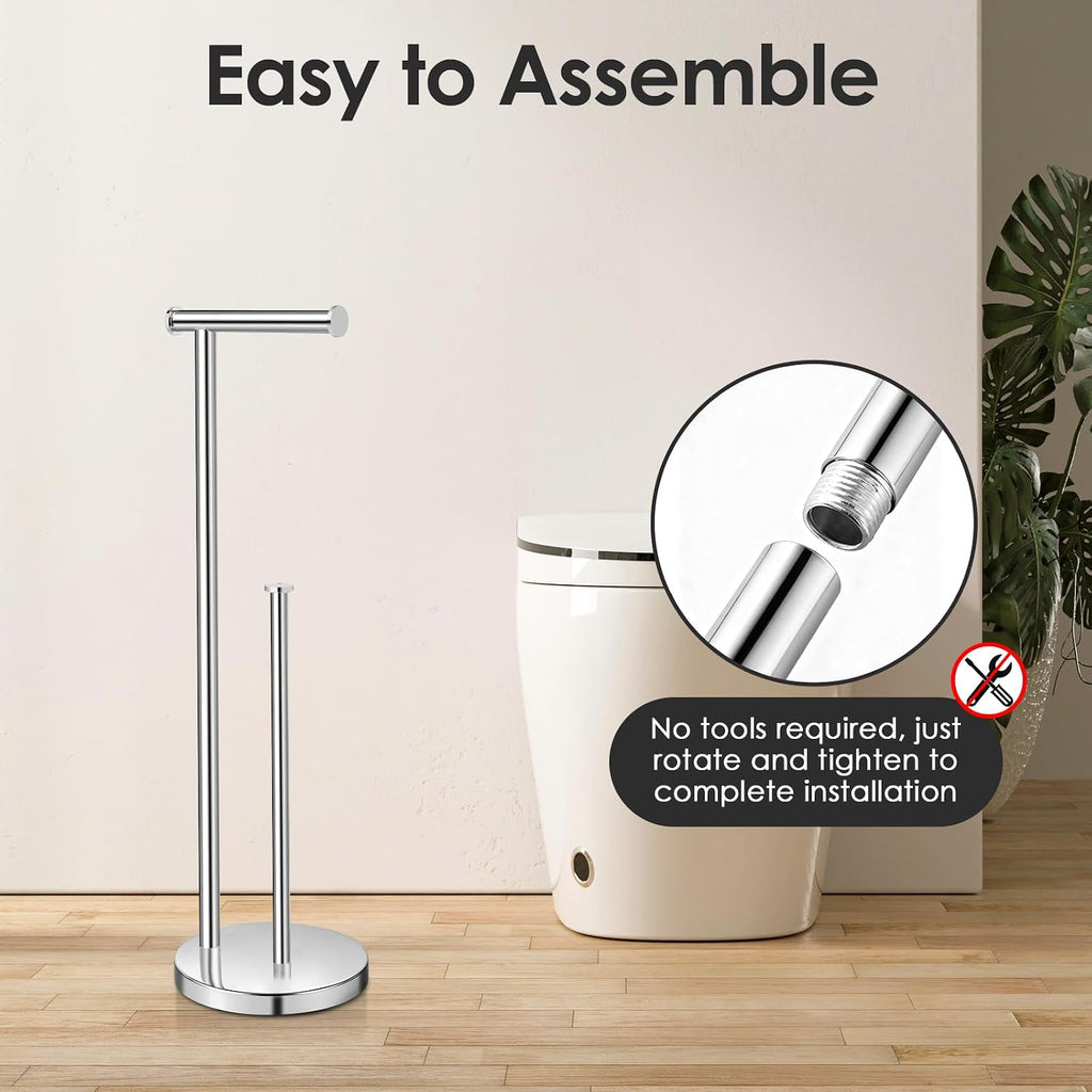 Toilet Paper Holder Stand, Chrome Bathroom Toilet Paper Stand,Large Reserve
