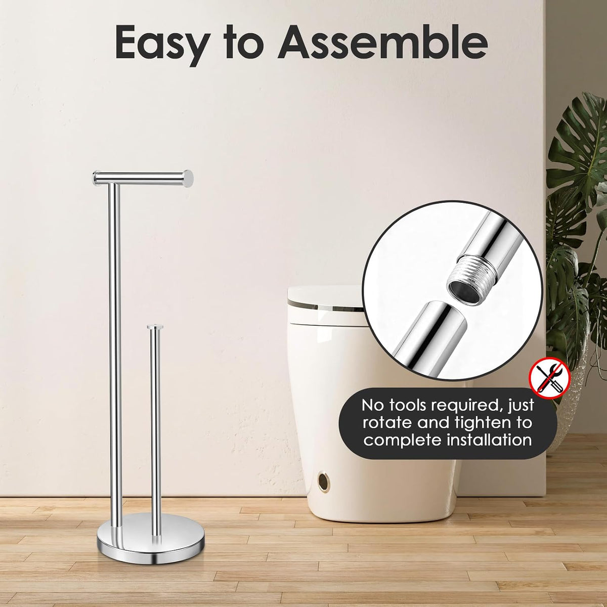 Toilet Paper Holder Stand, Chrome Bathroom Toilet Paper Stand,Large Reserve