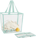 STORAGE MANIAC Collapsible Laundry Basket, 16.9 Gal. Large Pop-up Laundry Hamper with Long Carry Handles, Space-Saving Foldable Clothes Hamper with Bottom Elastic Band, Transparent-Blue