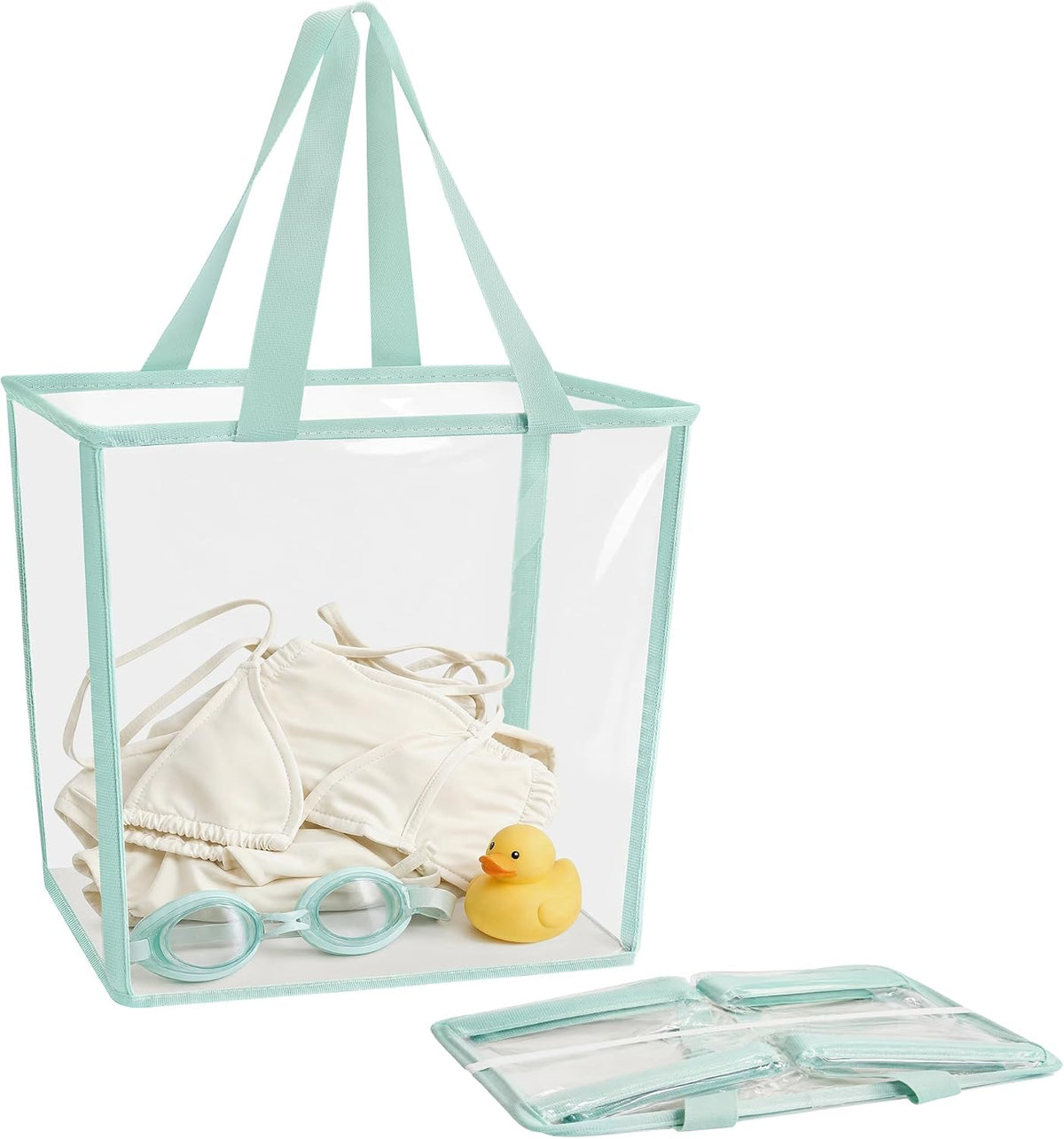 STORAGE MANIAC Collapsible Laundry Basket, 16.9 Gal. Large Pop-up Laundry Hamper with Long Carry Handles, Space-Saving Foldable Clothes Hamper with Bottom Elastic Band, Transparent-Blue