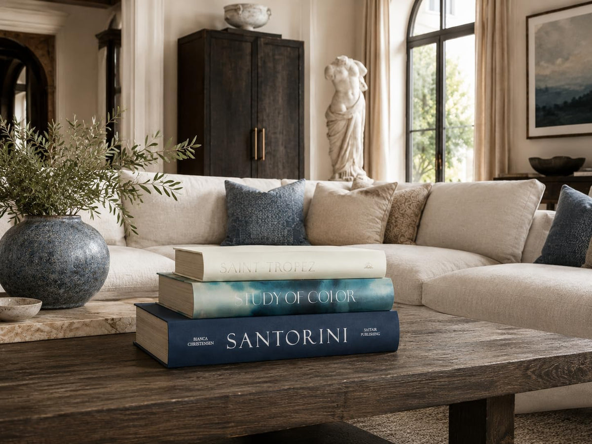 Set of 3 Oversized Decorative Coffee Table Books (Blue)