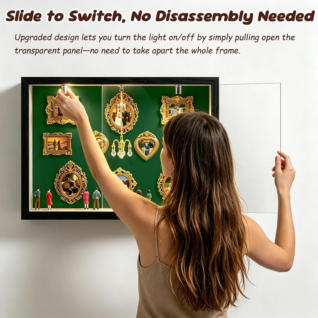 DIY Mini Museum Silhouette Box, Shadow Box Frame Kit, Green