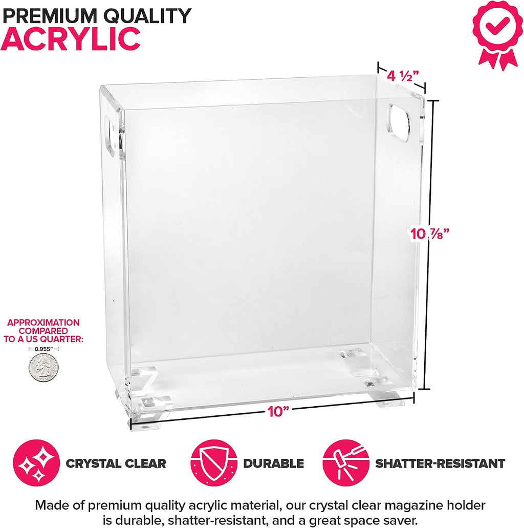 Stock Your Home Acrylic Magazine Holder (3 Pack), Crystal Clear Shatterproof Organizer with Open Top – Space-Saving Display for Office, Reception, Desk, and Waiting Room