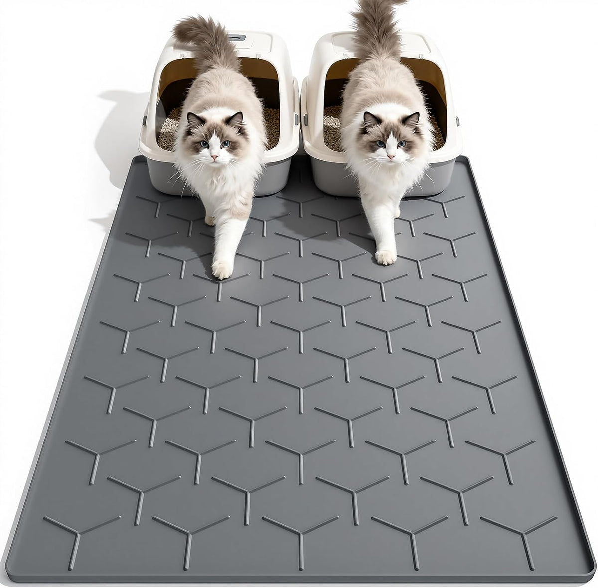 Garoopion Silicone Cat Litter Mat Large 40" X 28", Easy to Clean, Dark Gray