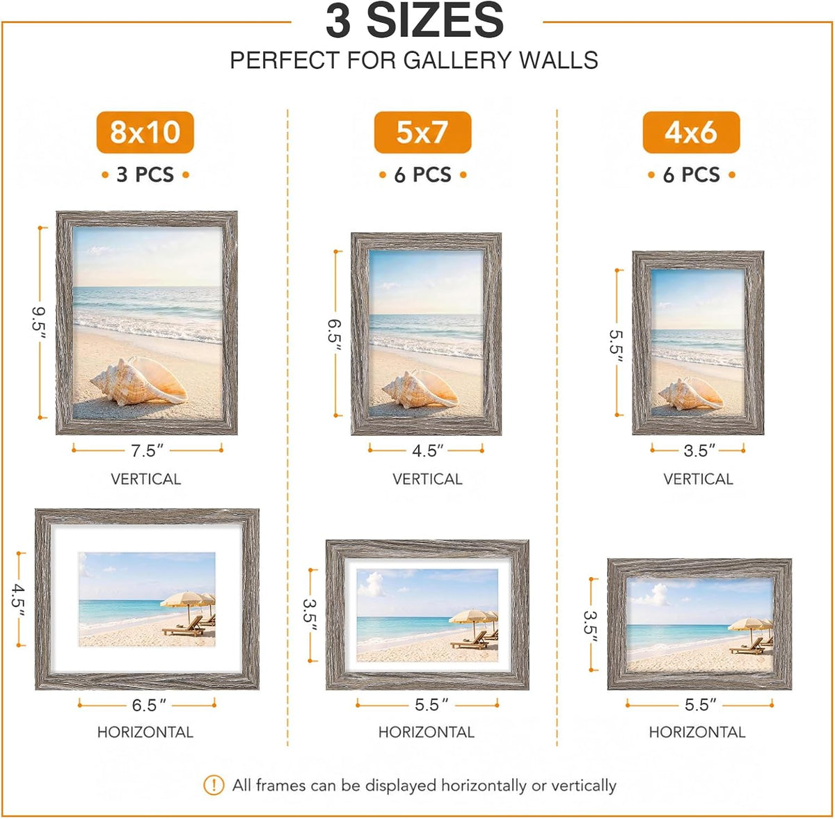 Pallene 15 Pack Picture Frames Collage Wall Decor, Dark Grey