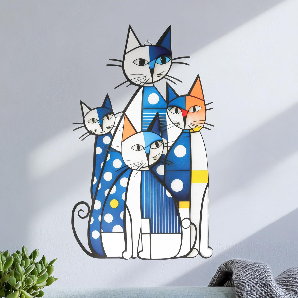 USJOK Metal Cat Wall Art 16" Modern Abstract Geometric Cat Wall Sculpture