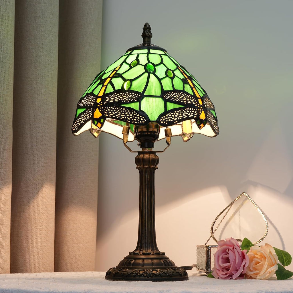 Tiffany Lamp Stained Glass Table Lamp Dragonfly Style Small Bedside Lamp Living Room Dining Room Reading Office Decoration Desk Lamp Home Decoration Creative Gift