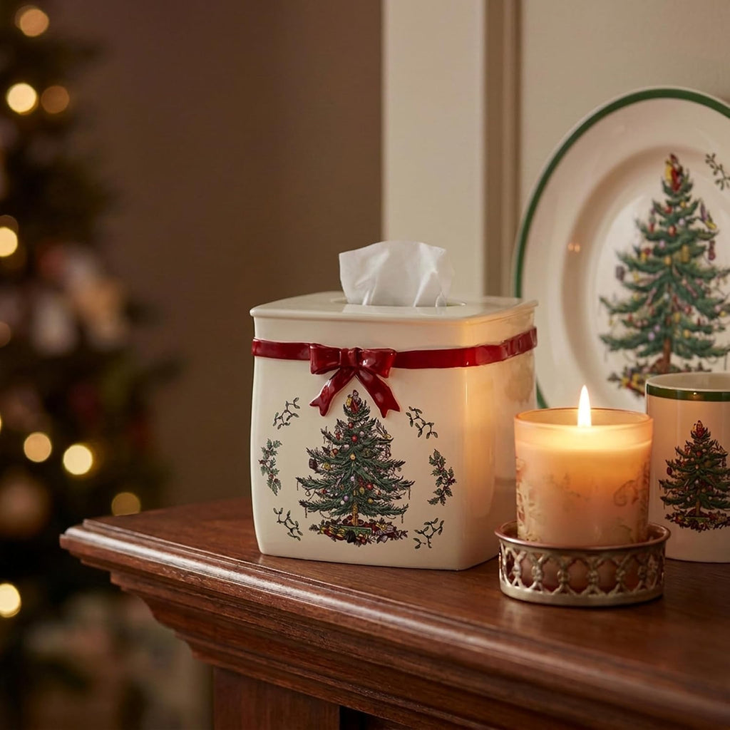 Spode - Christmas Tissue Box Cover, Tissue Holder for Vanity & Countertop