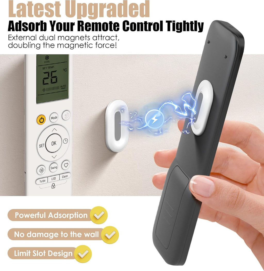 4Pack Magnetic Remote Control Holder Wall Mount, No Drill-White