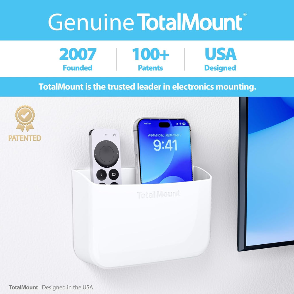 TotalMount Drop-Free Remote Holders – Removable Adhesive – White (2 Pack)