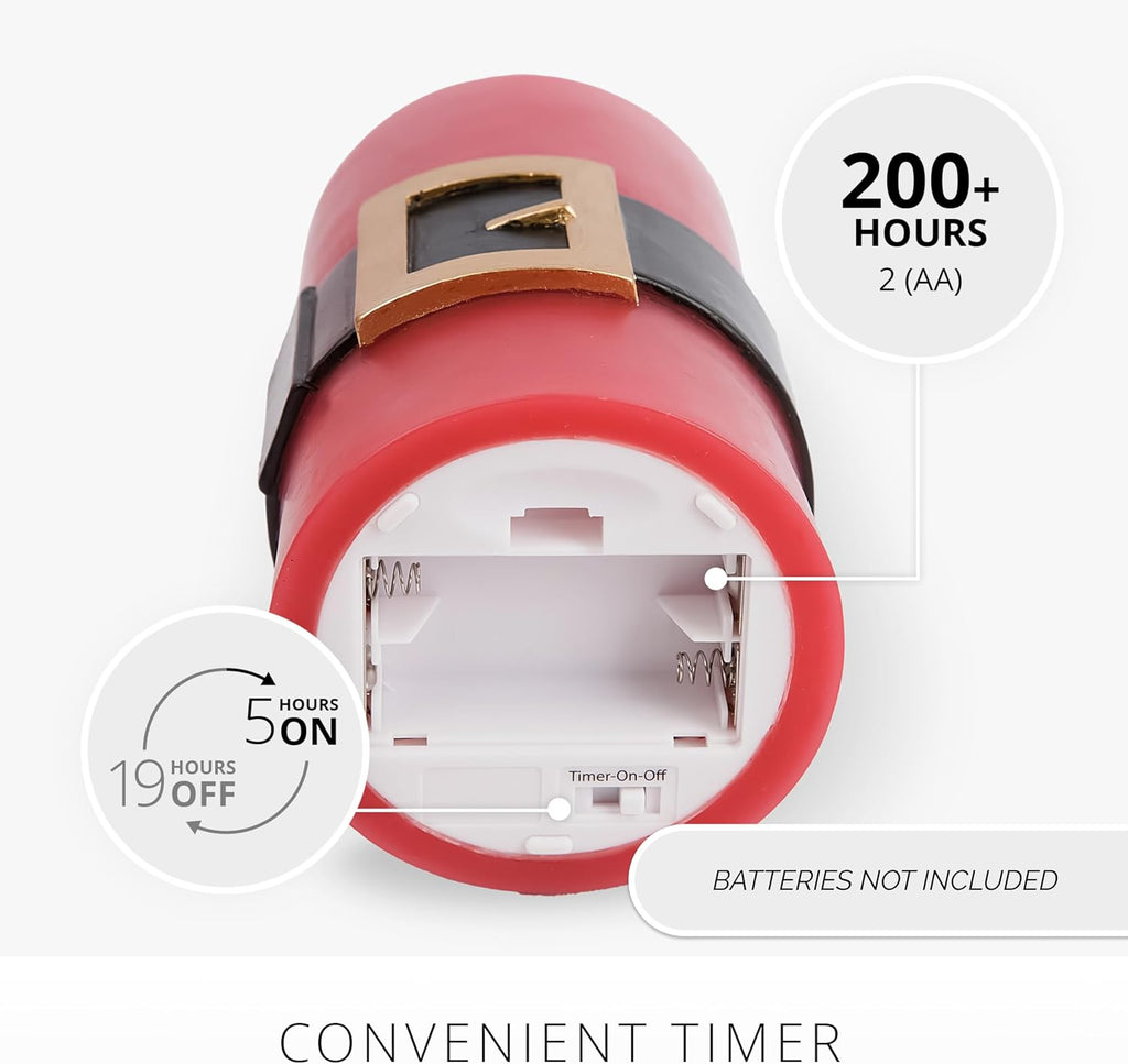Luminara Flickering Flameless LED Candle, Battery Operated, Timer Function, Remote Ready (Sold Separately), Red Santa Belt 3.4" x 6.5" Pillar, Unscented Real Wax Moving Flame, Christmas Holiday Decor