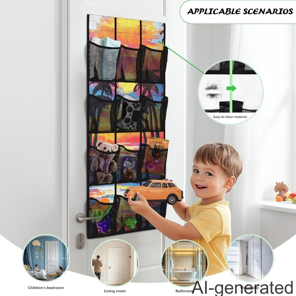 Colorful Sunset Over The Door Shoes Organizers,Behind Door Shoes Hang Holder Rack,Storage for Small Spaces