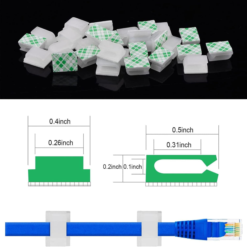 Hicarer 100 Pcs Christmas Adhesive Cable Clips Cord Holder