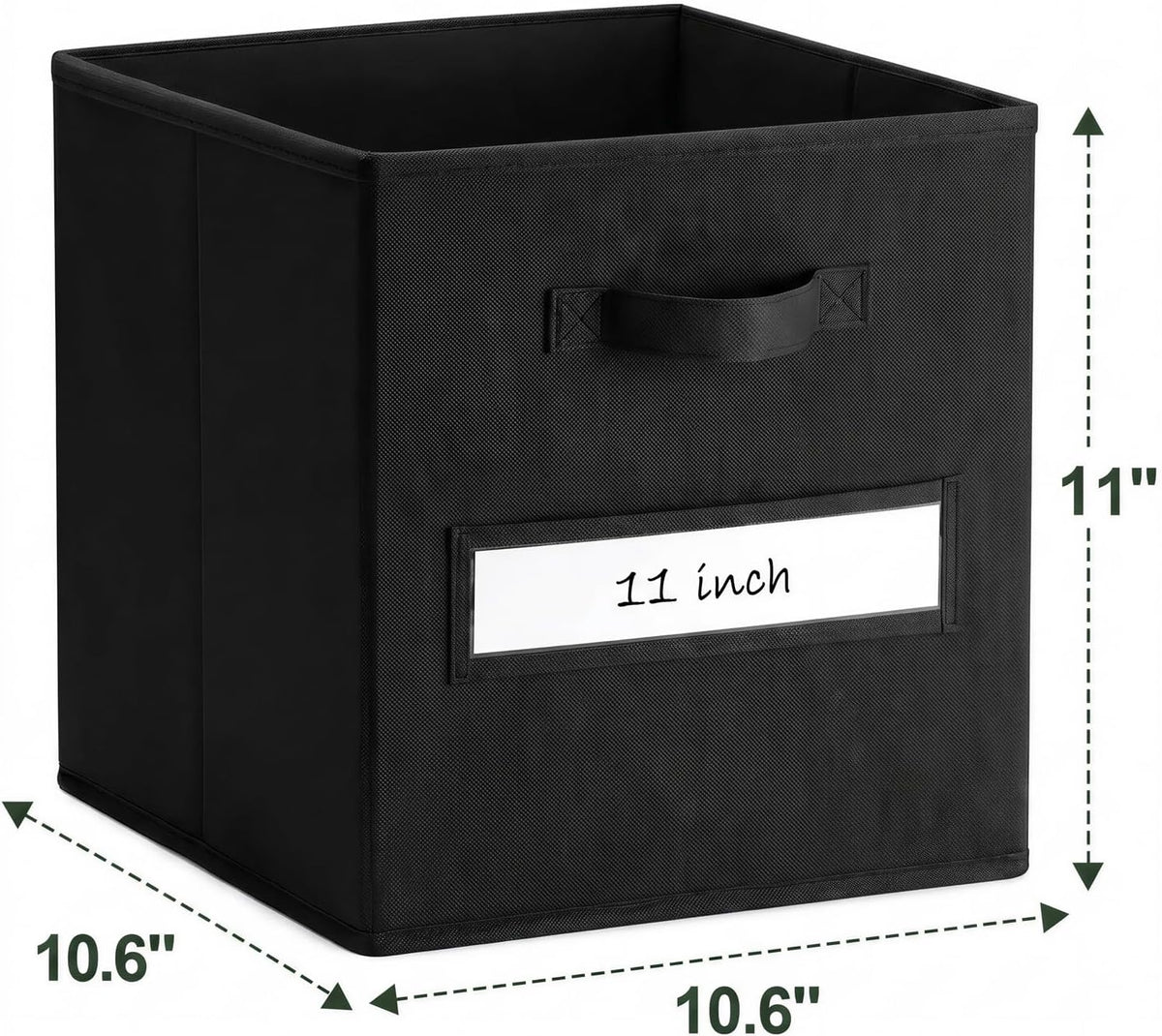 Storage Bins,11" Cube Storage Bin with Labels,10pcs,Black
