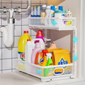 Under Sink Organizer, High Adjustable 2 Tier Under Sink Organizers and Storage, Slide out Metal Cabinet Organizers, Pull out Storage Drawer Shelf for Kitchen Bathroom Cabinet (White-1 pack)
