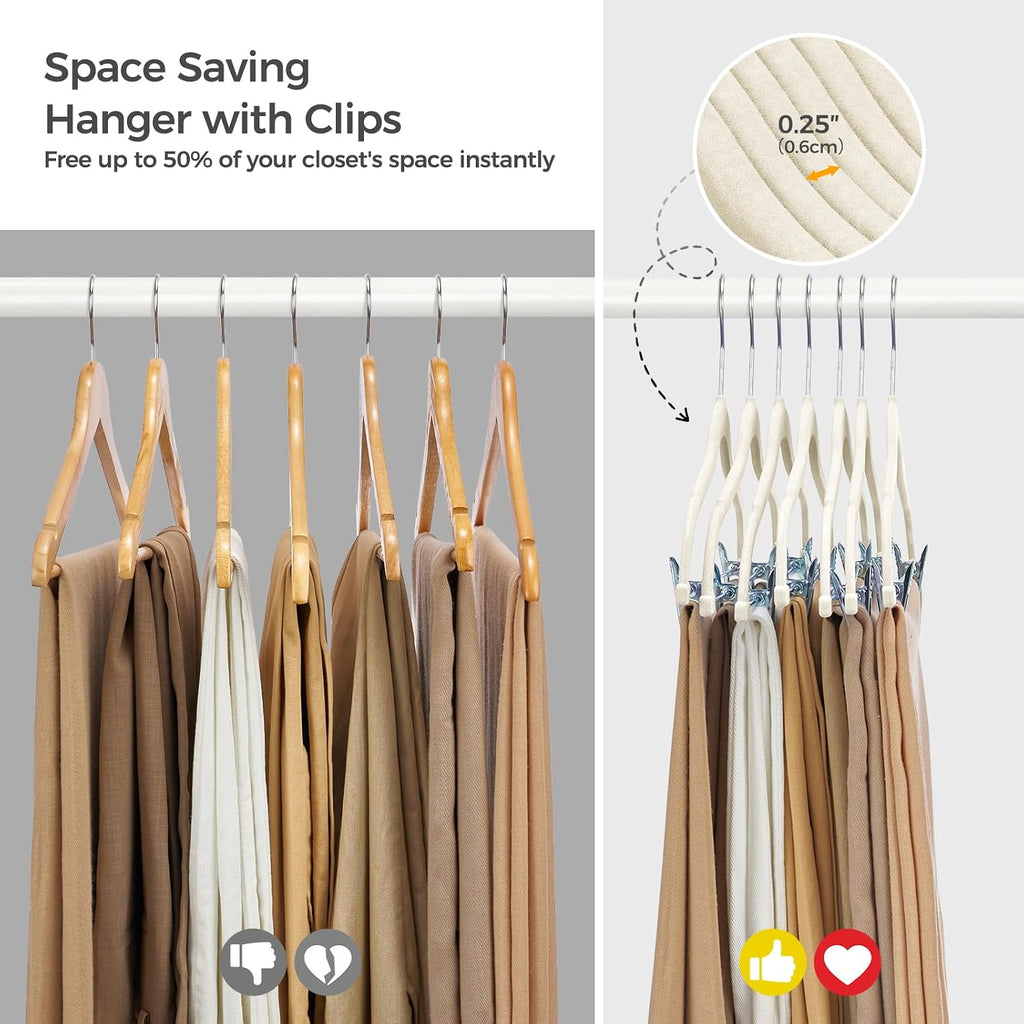 HOUSE DAY Velvet Skirt Hangers with Adjudtable Clips 20 Pack, Ivory