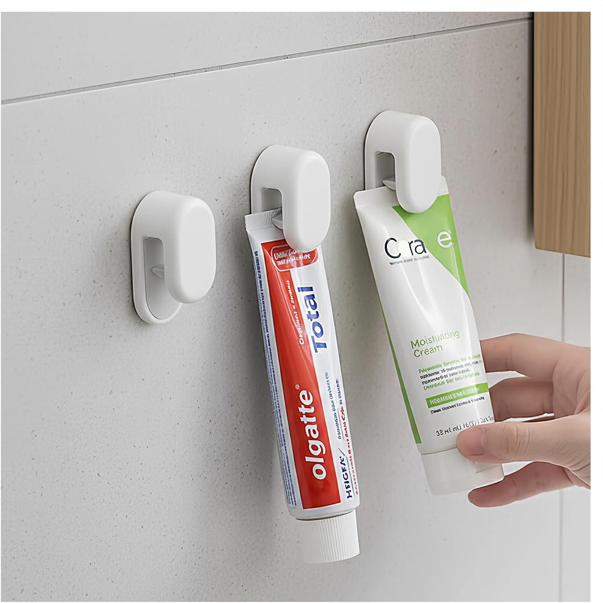 3-Pack Toothpaste Holders Wall Mounted, Adhesive Tube Clips for Bathrooms