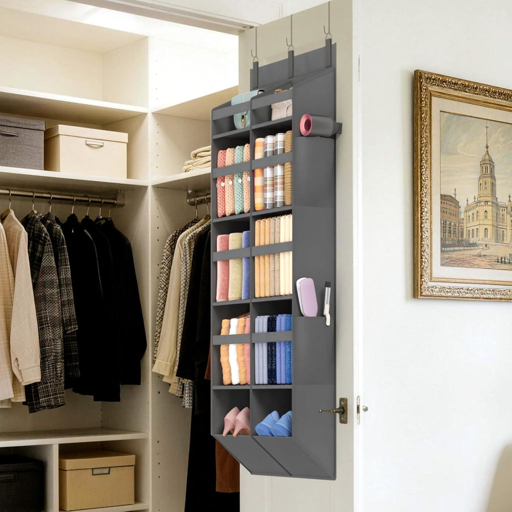 Lifewit 1 Pack Over the Door Organizer,10 Section Hanging Storage,Dark Gray