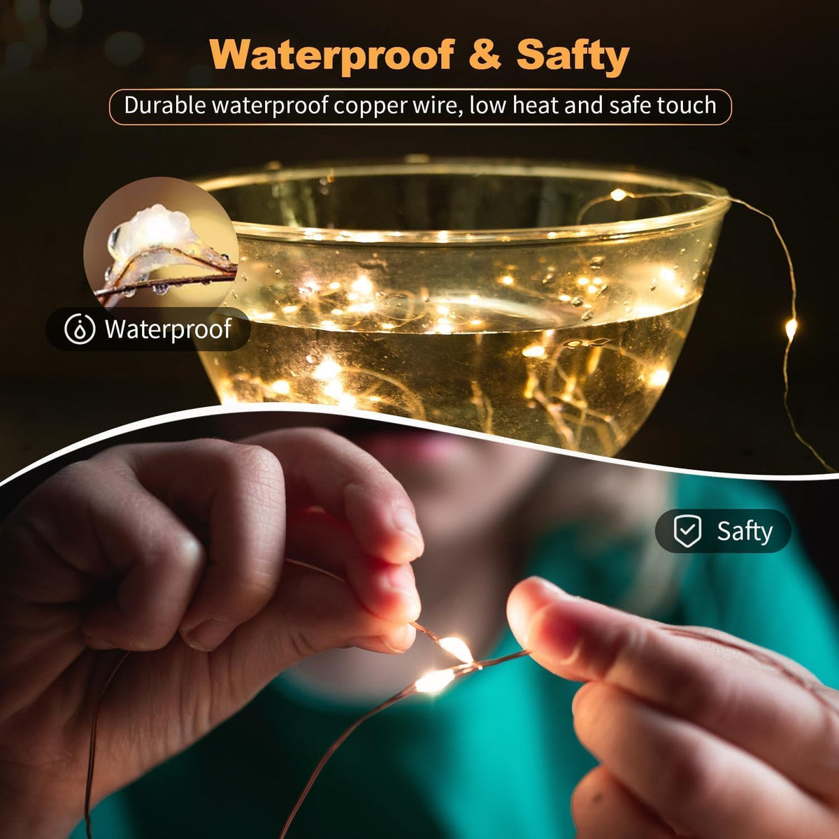 24 Pack Fairy Lights Battery Operated, 7ft 20 LED Warm White Mini String Lights, Waterproof Silver Wire Firefly Lights for Mason Jars Wedding Christmas Party Bedroom Indoor Outdoor Decoration